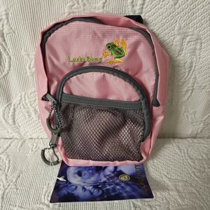 Lucky Bums Cute Girl Pink Mini Backpack Embroidered Frog Adjustable Gorpcore NWT